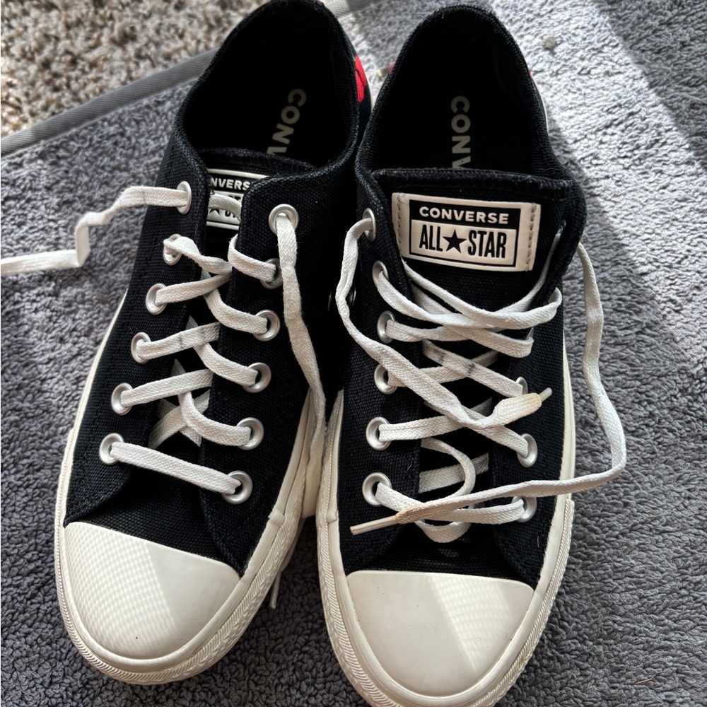 Converse Black & White Low Top All Star Platform Sneakers